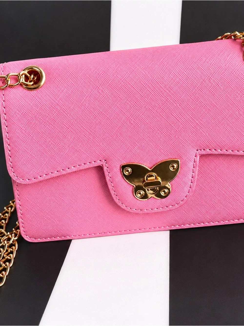 Pink Butterfly-Accent Crossbody Bag